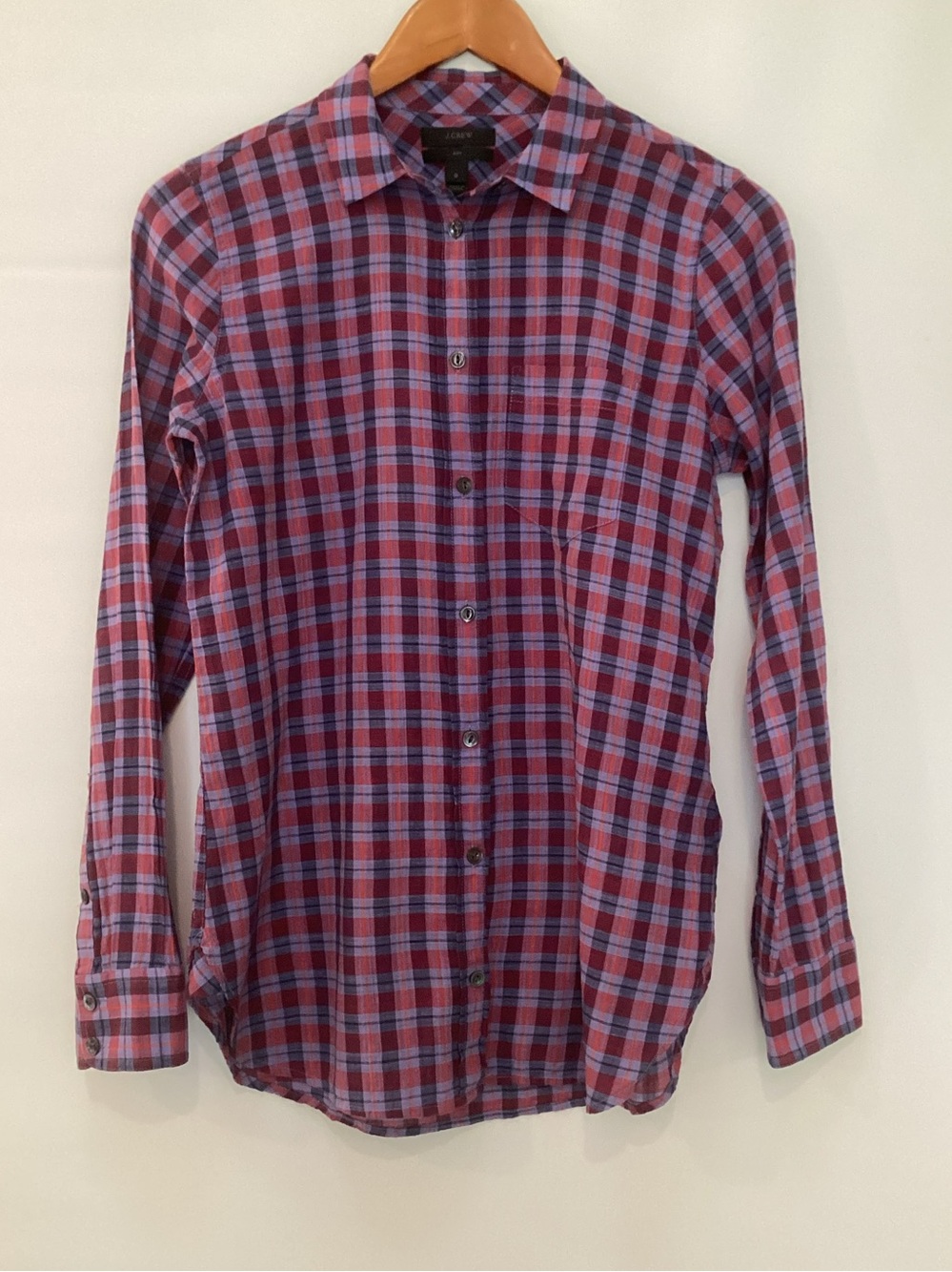 🍁🍂J.Crew Women’s Long-Sleeve Plaid Button-Up Shirt - Red/Blue